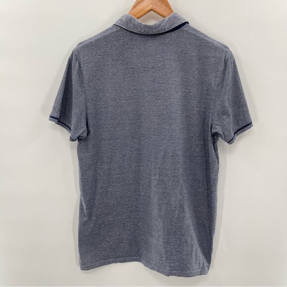 Ted Baker London 100% Cotton Polo Heathered Blue Pull Over Style Size Large - Picture 4 of 7